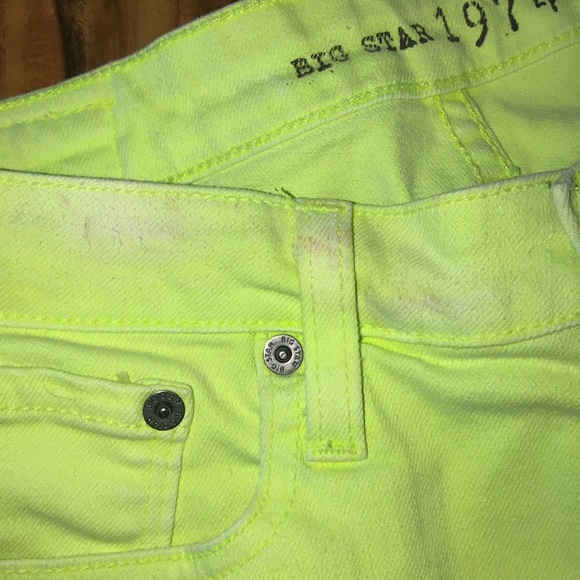 Lime green/yellow Big Star denim shorts - Picture 3 of 5